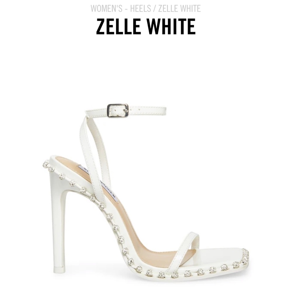 Zelle white Steve Madden heel sandals never worn.